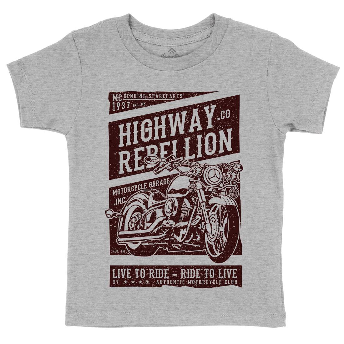 Highway Rebellion Kids Organic Crew Neck T-Shirt Motorcycles A683