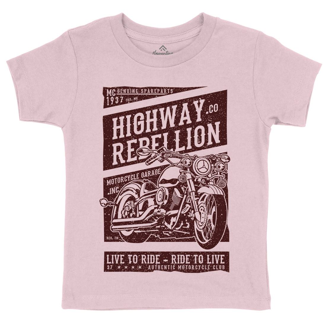 Highway Rebellion Kids Crew Neck T-Shirt Motorcycles A683