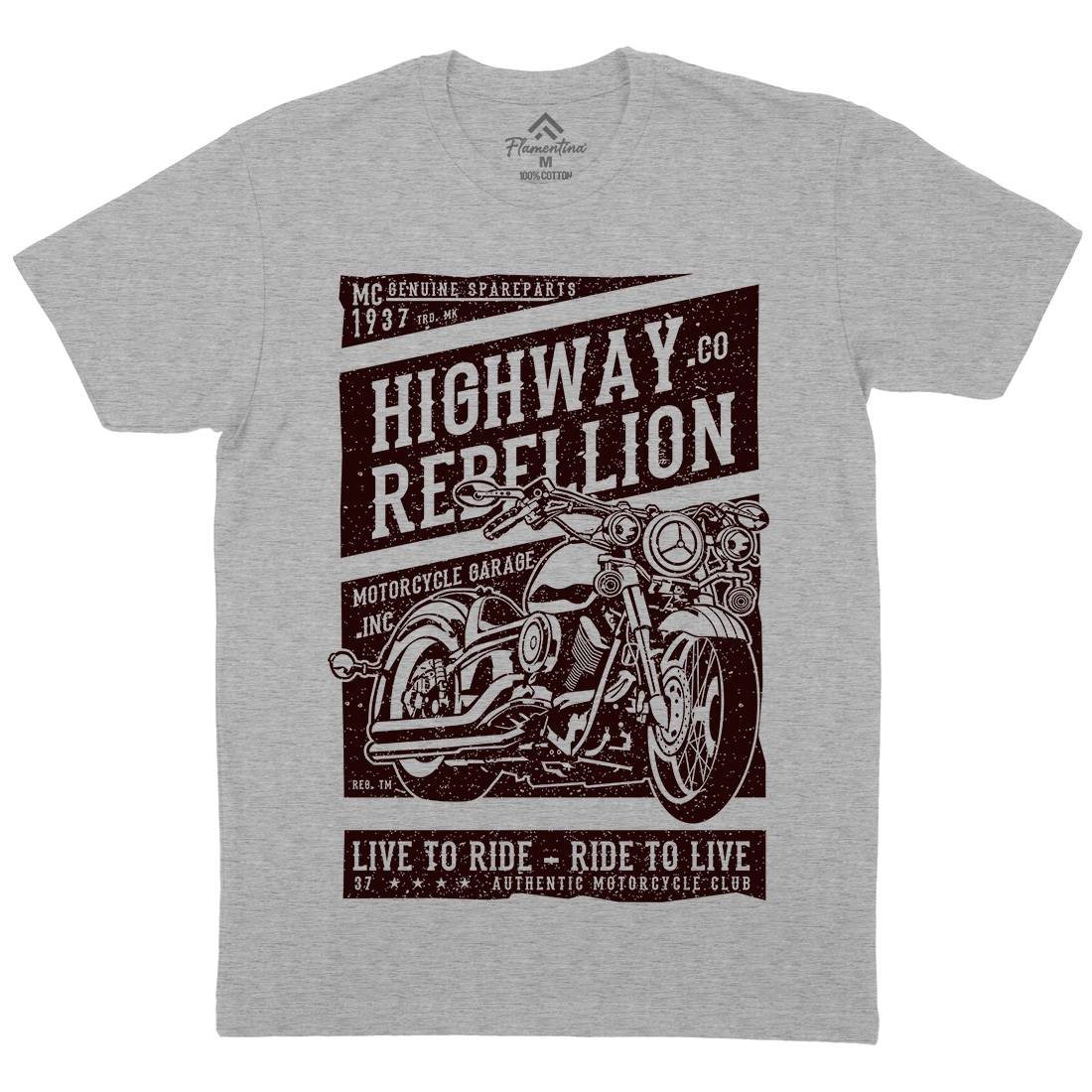 Highway Rebellion Mens Crew Neck T-Shirt Motorcycles A683