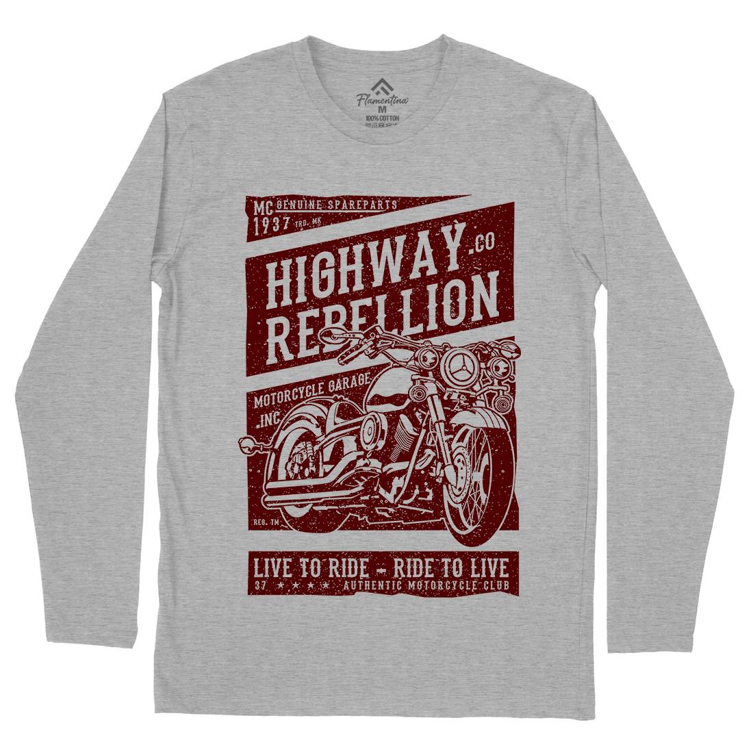 Highway Rebellion Mens Long Sleeve T-Shirt Motorcycles A683