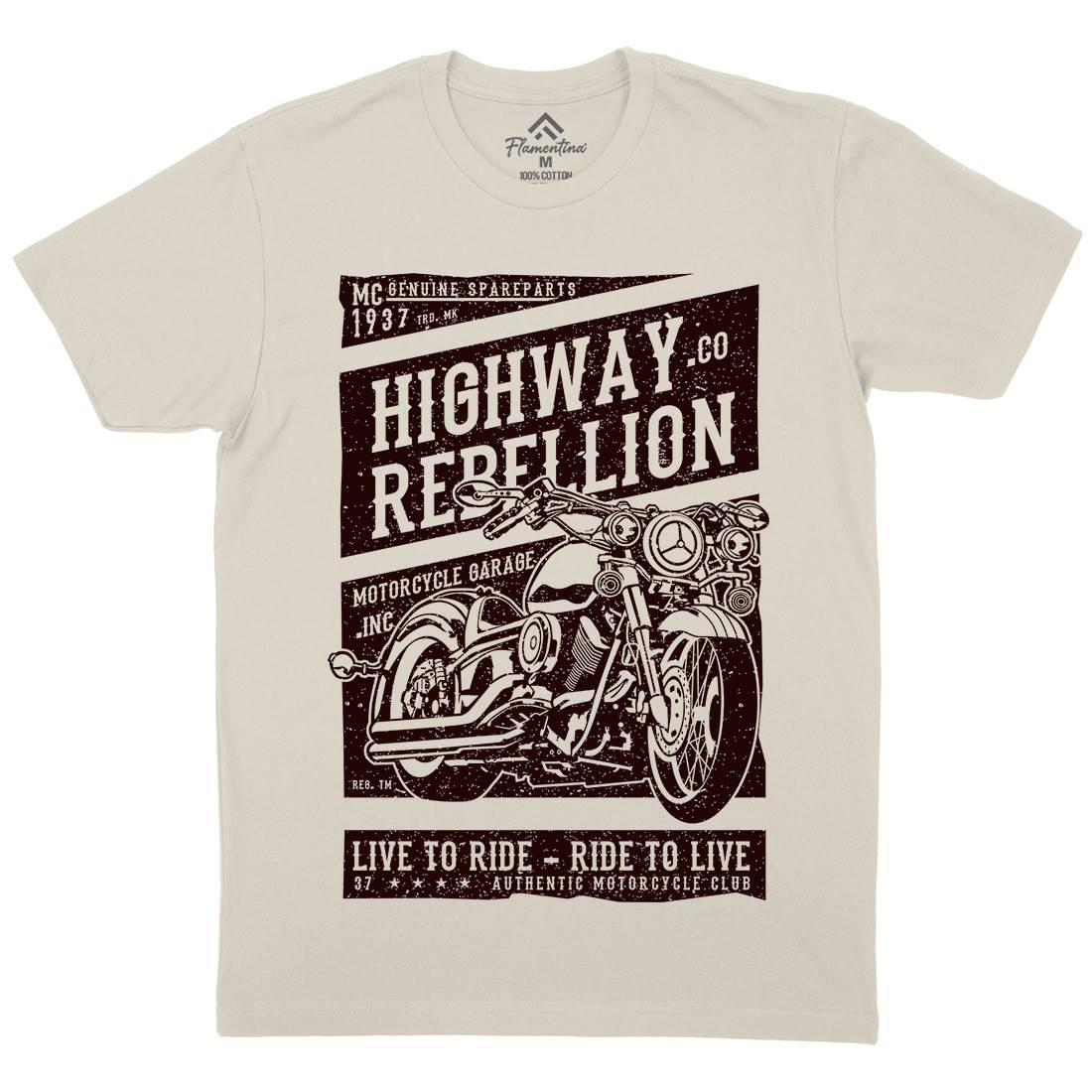 Highway Rebellion Mens Organic Crew Neck T-Shirt Motorcycles A683