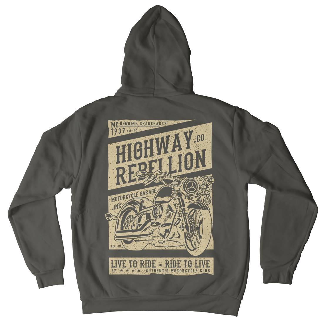 Highway Rebellion Mens Hoodie With Pocket Motorcycles A683
