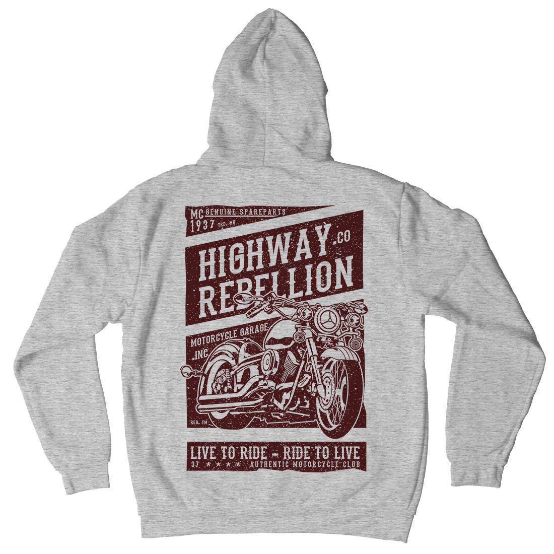Highway Rebellion Mens Hoodie With Pocket Motorcycles A683