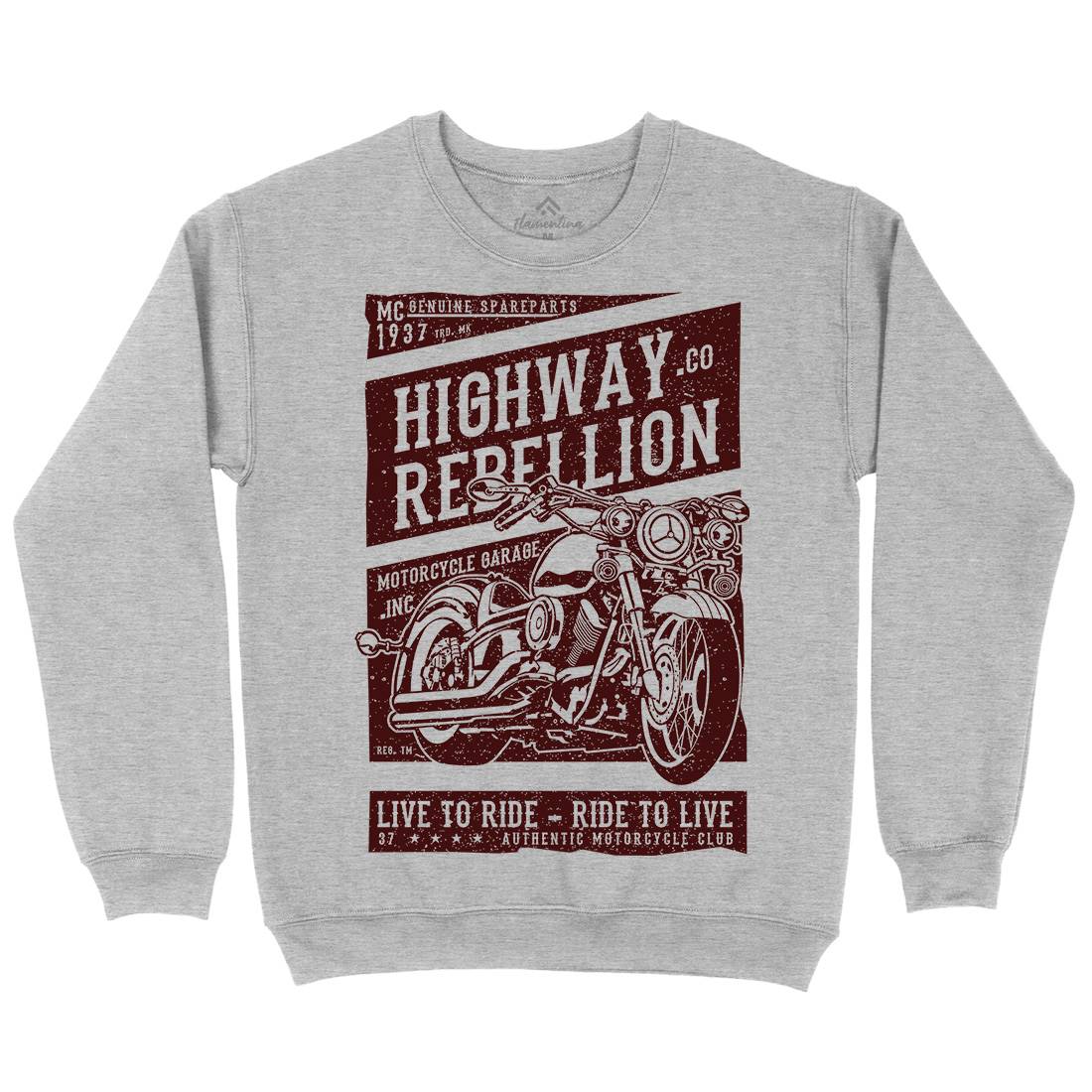 Highway Rebellion Mens Crew Neck Sweatshirt Motorcycles A683