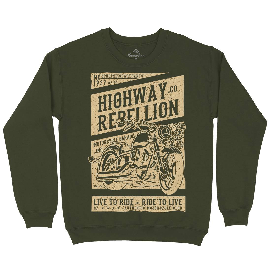 Highway Rebellion Mens Crew Neck Sweatshirt Motorcycles A683