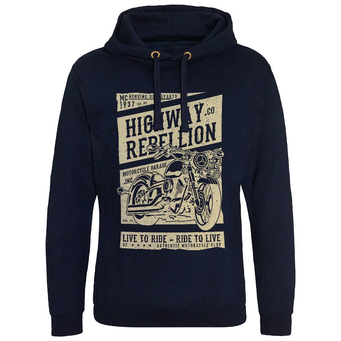 Highway Rebellion Mens Hoodie Without Pocket Motorcycles A683