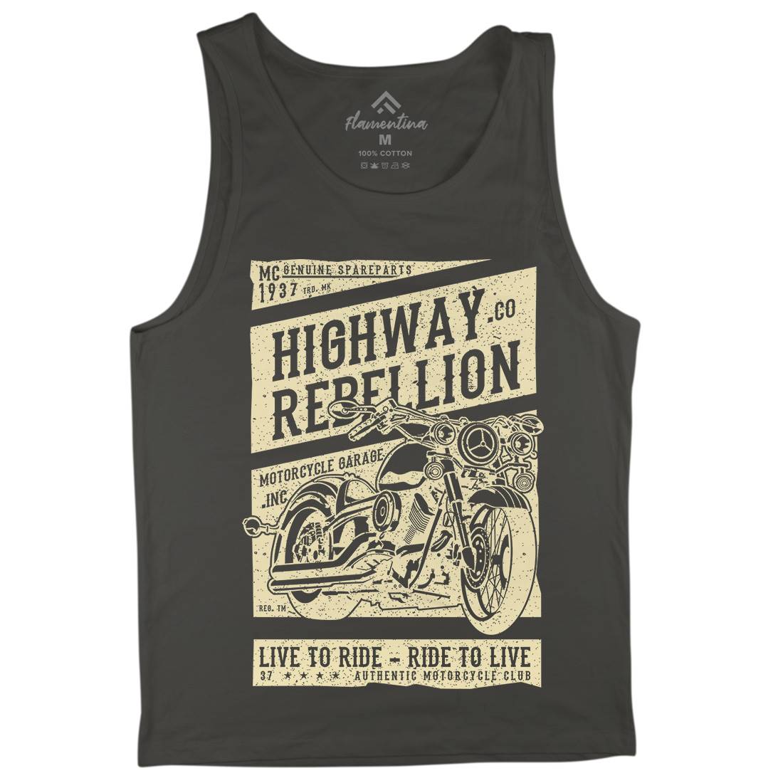 Highway Rebellion Mens Tank Top Vest Motorcycles A683