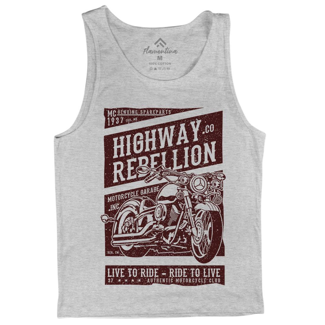 Highway Rebellion Mens Tank Top Vest Motorcycles A683