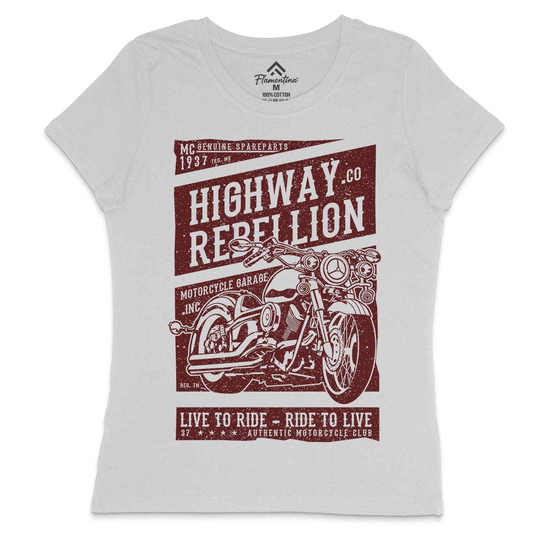 Highway Rebellion Womens Crew Neck T-Shirt Motorcycles A683
