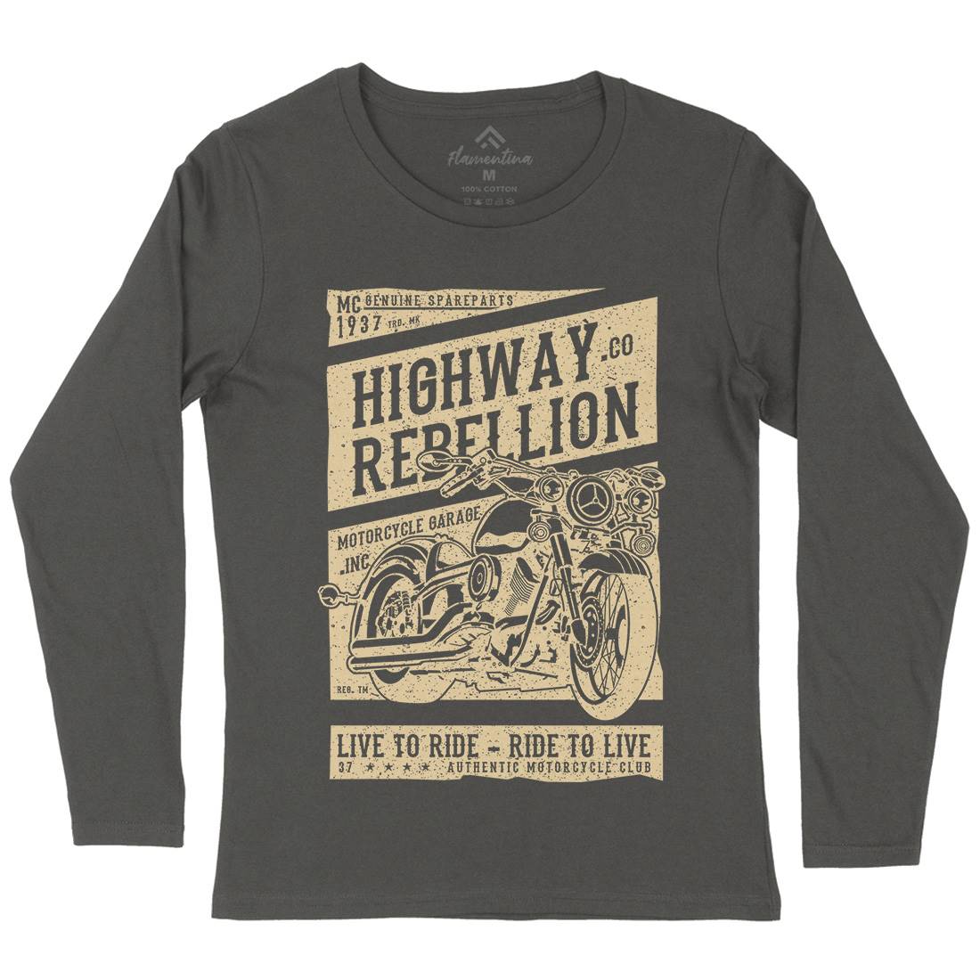 Highway Rebellion Womens Long Sleeve T-Shirt Motorcycles A683