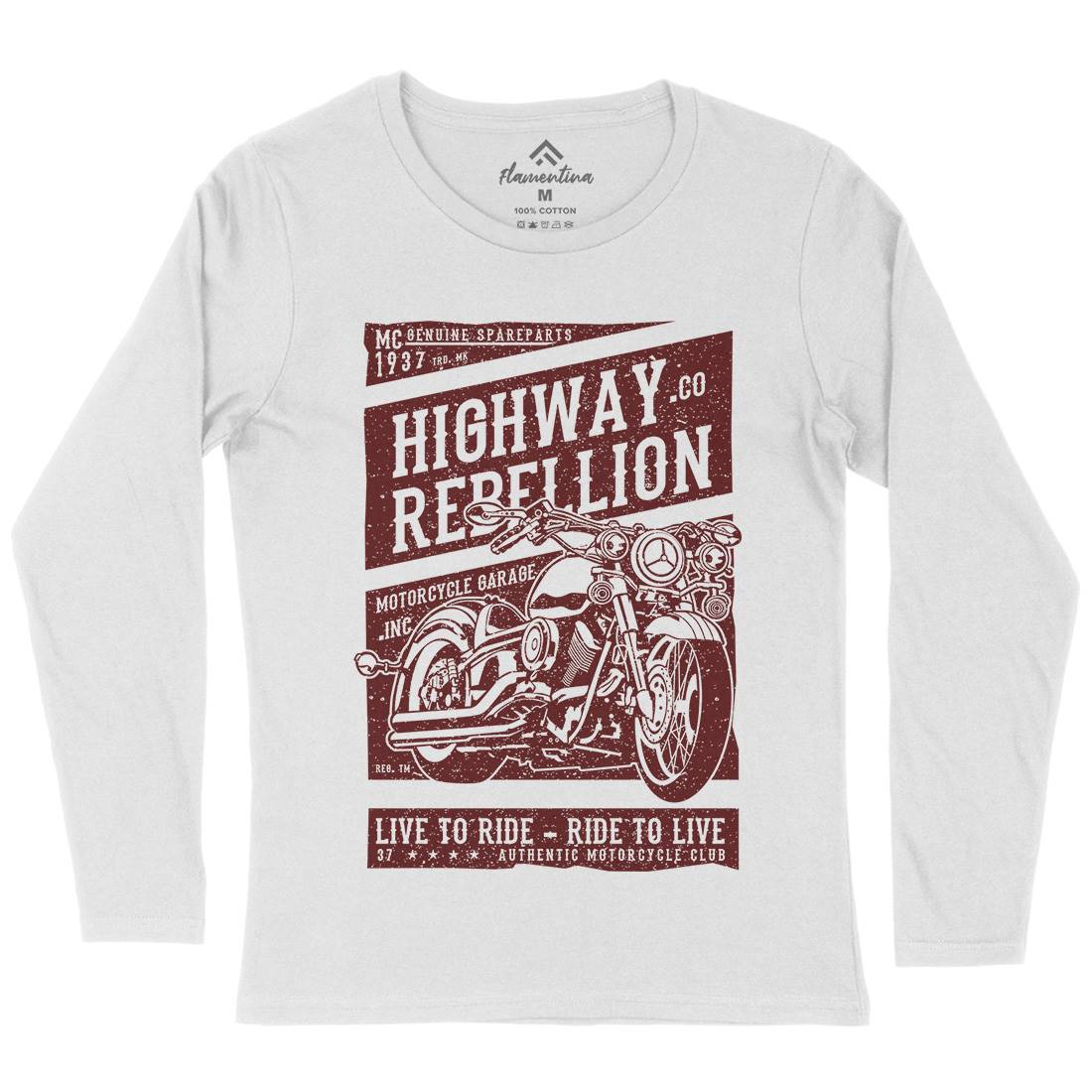 Highway Rebellion Womens Long Sleeve T-Shirt Motorcycles A683