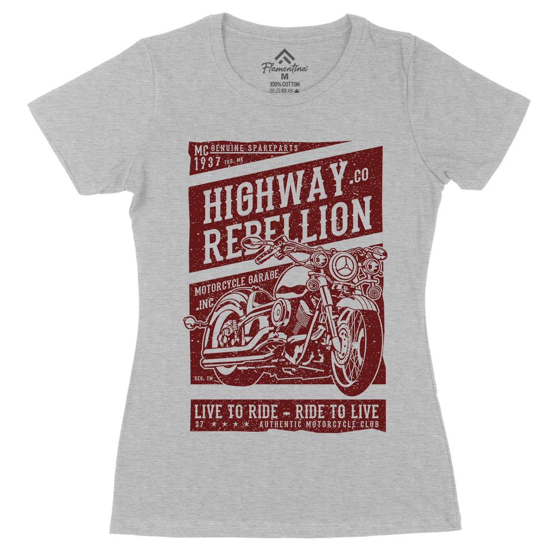 Highway Rebellion Womens Organic Crew Neck T-Shirt Motorcycles A683
