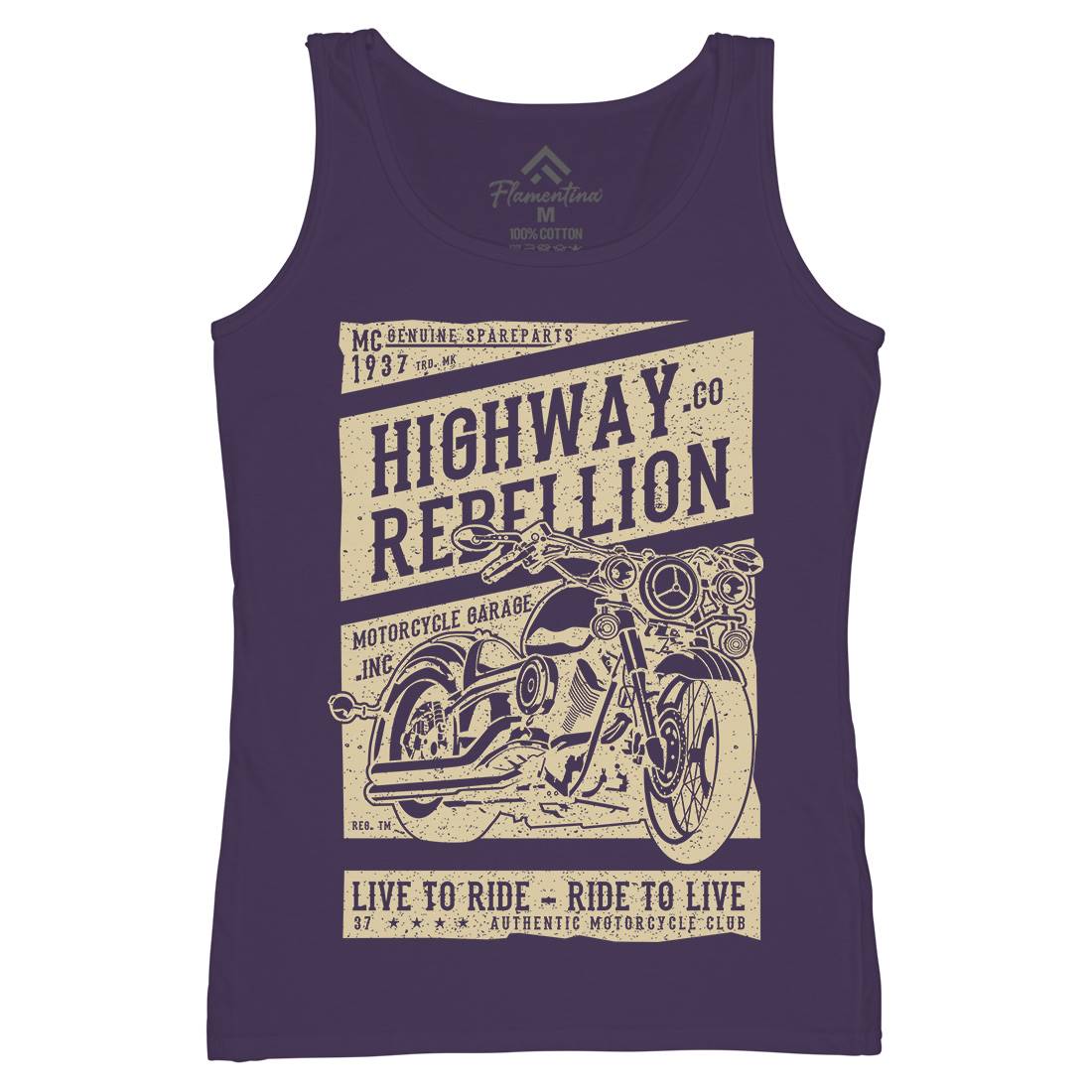Highway Rebellion Womens Organic Tank Top Vest Motorcycles A683