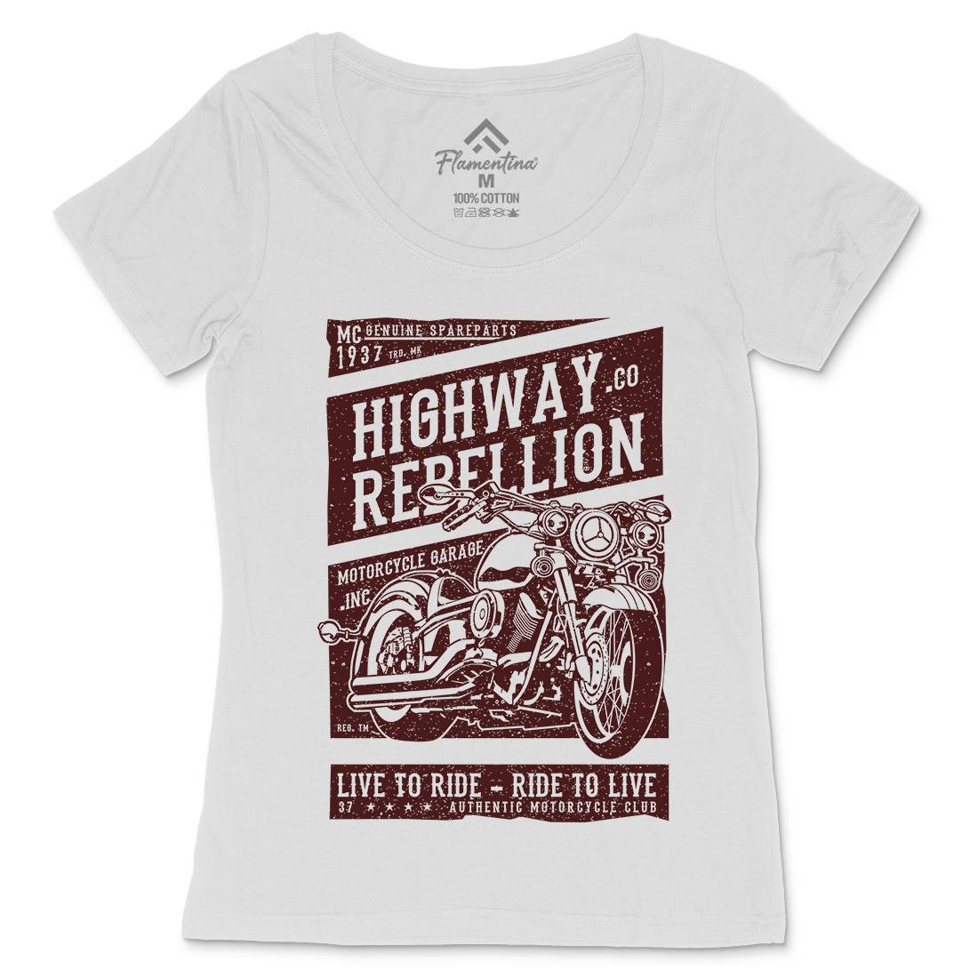 Highway Rebellion Womens Scoop Neck T-Shirt Motorcycles A683