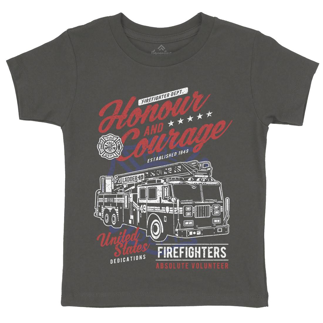 Honour And Courage Kids Crew Neck T-Shirt Firefighters A684