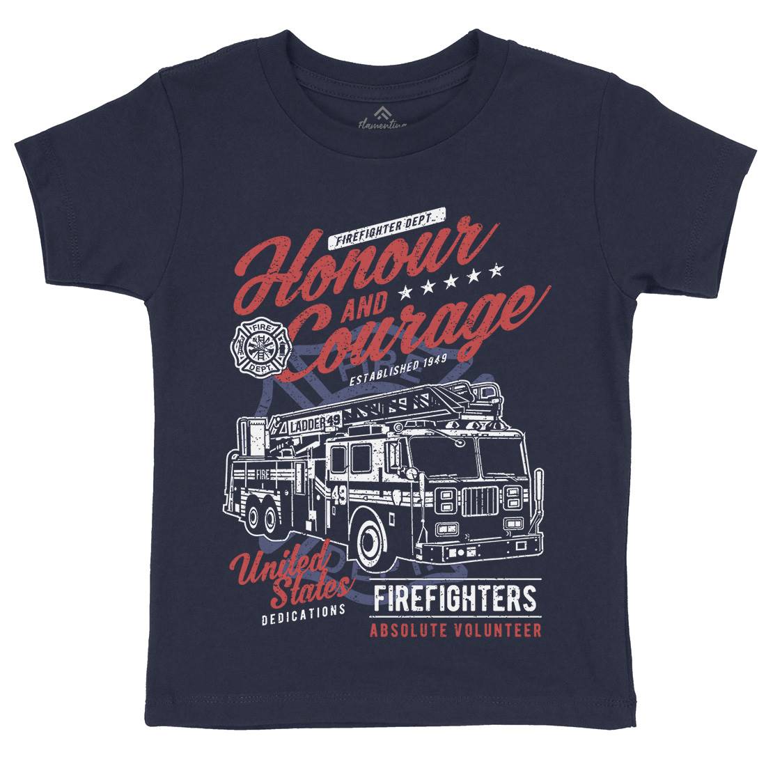 Honour And Courage Kids Organic Crew Neck T-Shirt Firefighters A684