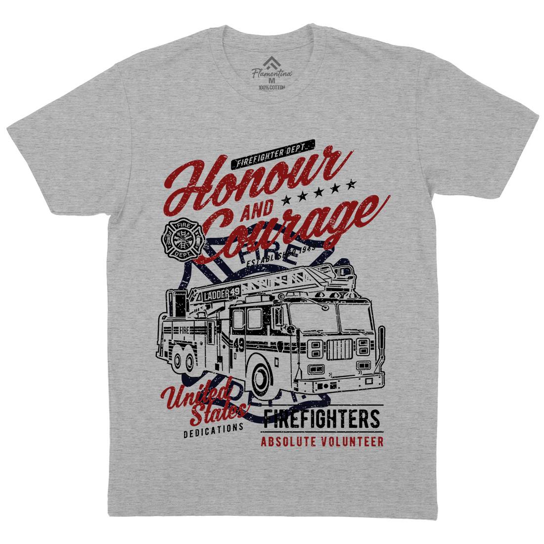 Honour And Courage Mens Organic Crew Neck T-Shirt Firefighters A684