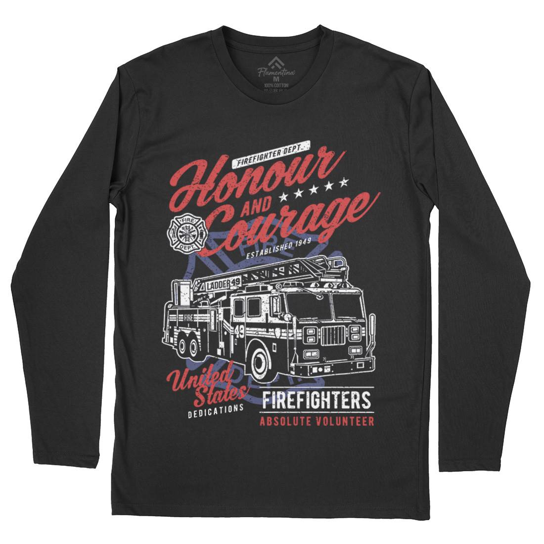Honour And Courage Mens Long Sleeve T-Shirt Firefighters A684