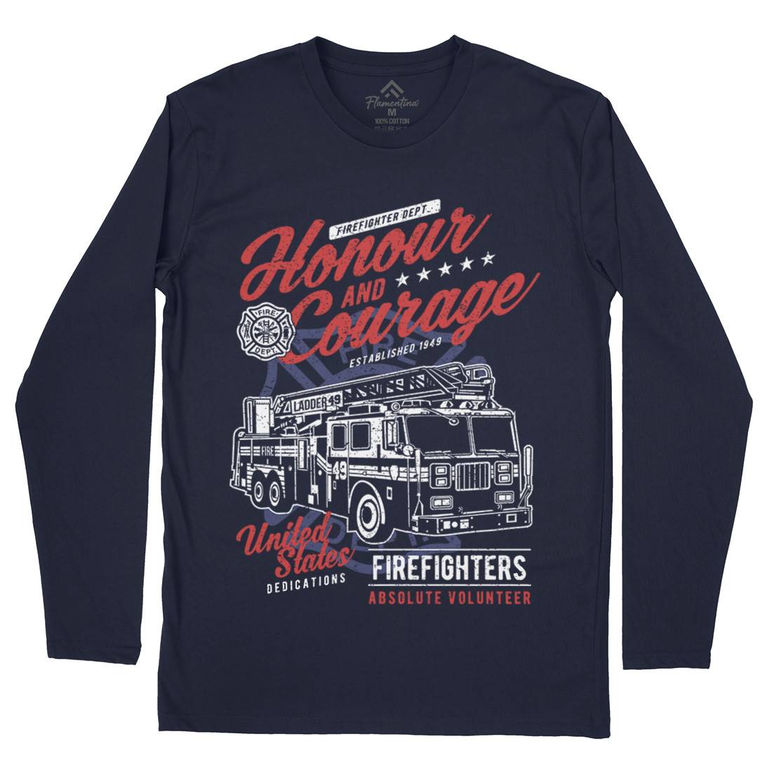 Honour And Courage Mens Long Sleeve T-Shirt Firefighters A684