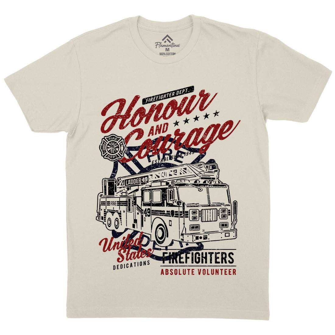 Honour And Courage Mens Organic Crew Neck T-Shirt Firefighters A684