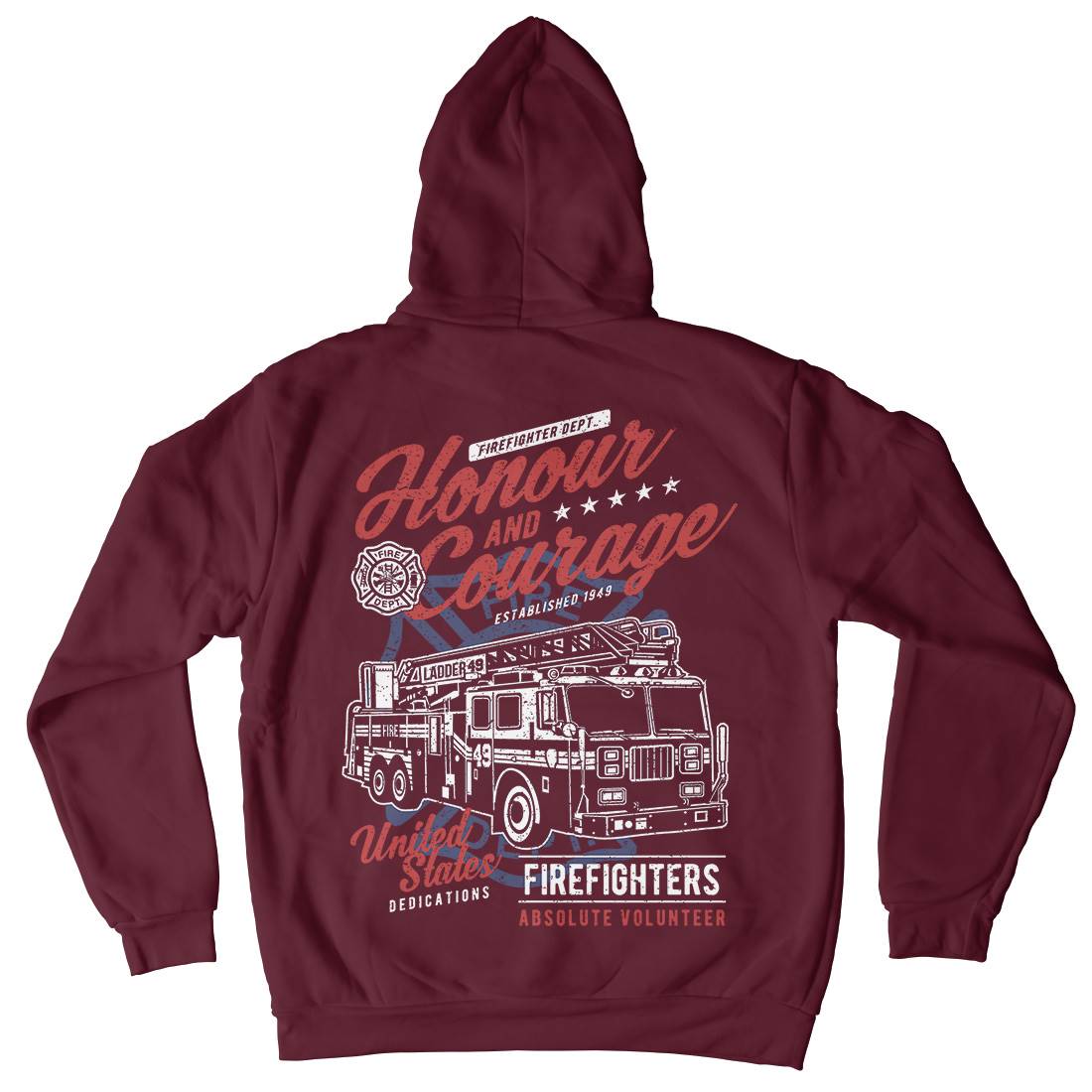 Honour And Courage Mens Hoodie With Pocket Firefighters A684