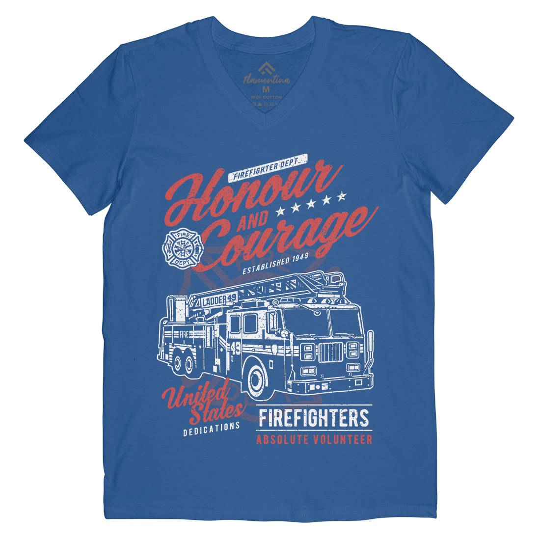 Honour And Courage Mens V-Neck T-Shirt Firefighters A684