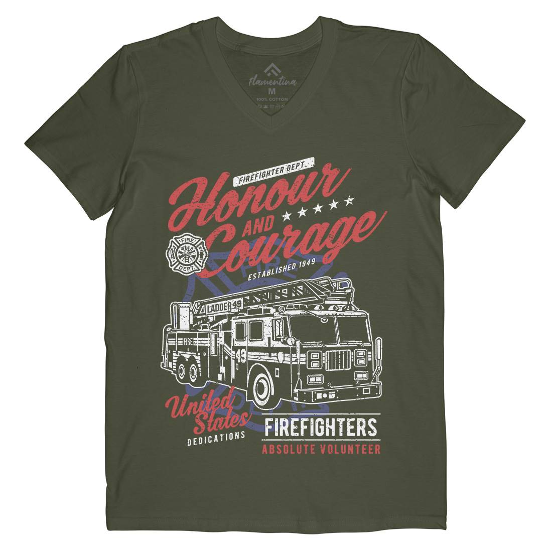 Honour And Courage Mens Organic V-Neck T-Shirt Firefighters A684