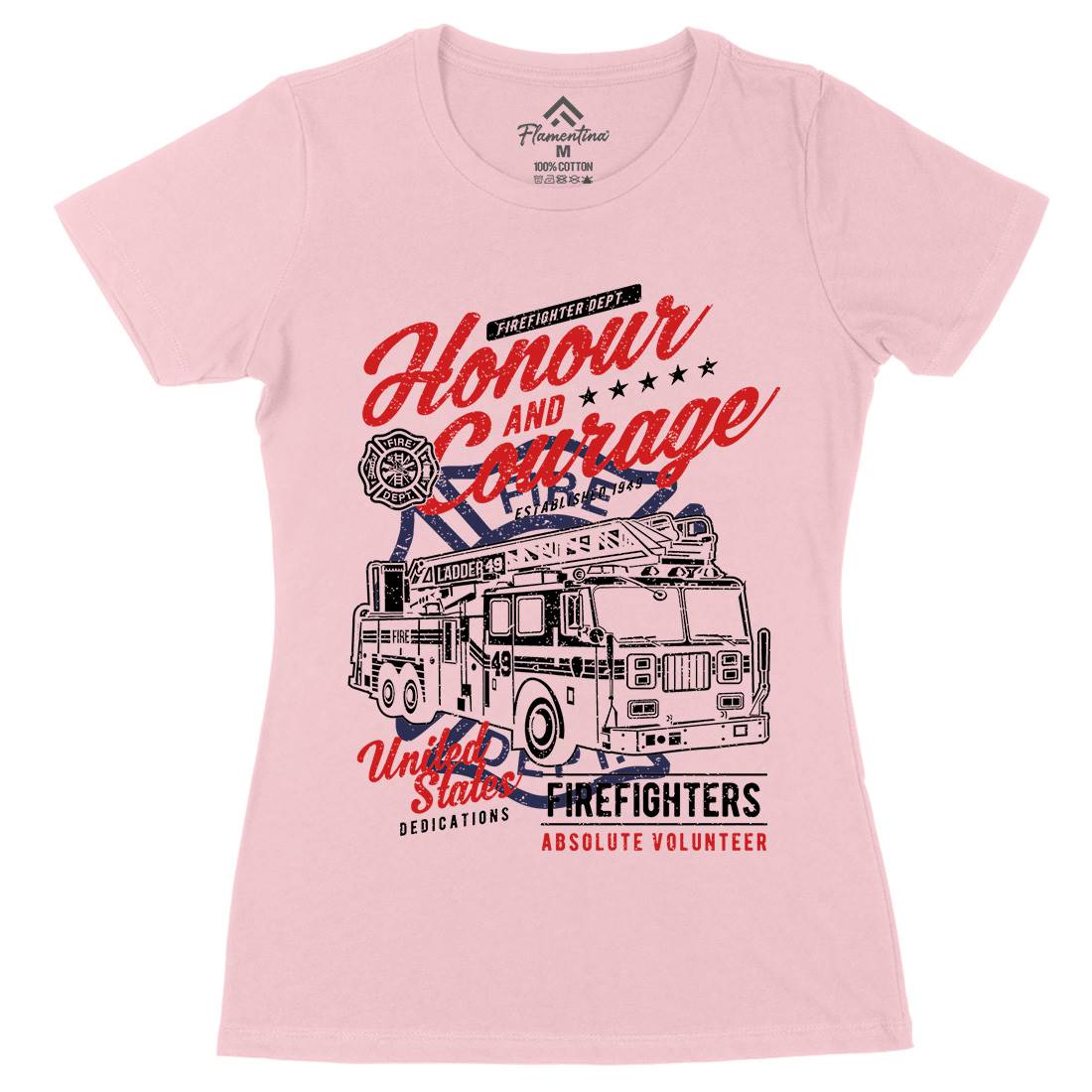 Honour And Courage Womens Organic Crew Neck T-Shirt Firefighters A684