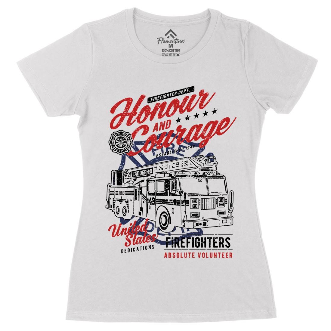 Honour And Courage Womens Organic Crew Neck T-Shirt Firefighters A684