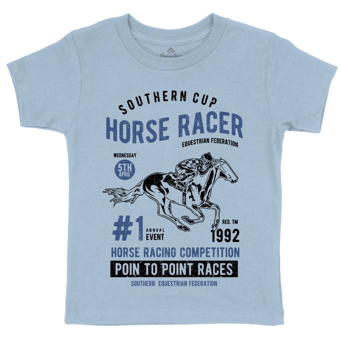 Horse Racer Kids Organic Crew Neck T-Shirt Sport A686