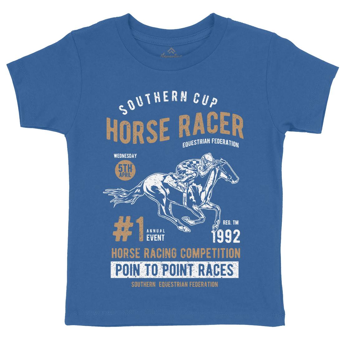 Horse Racer Kids Organic Crew Neck T-Shirt Sport A686