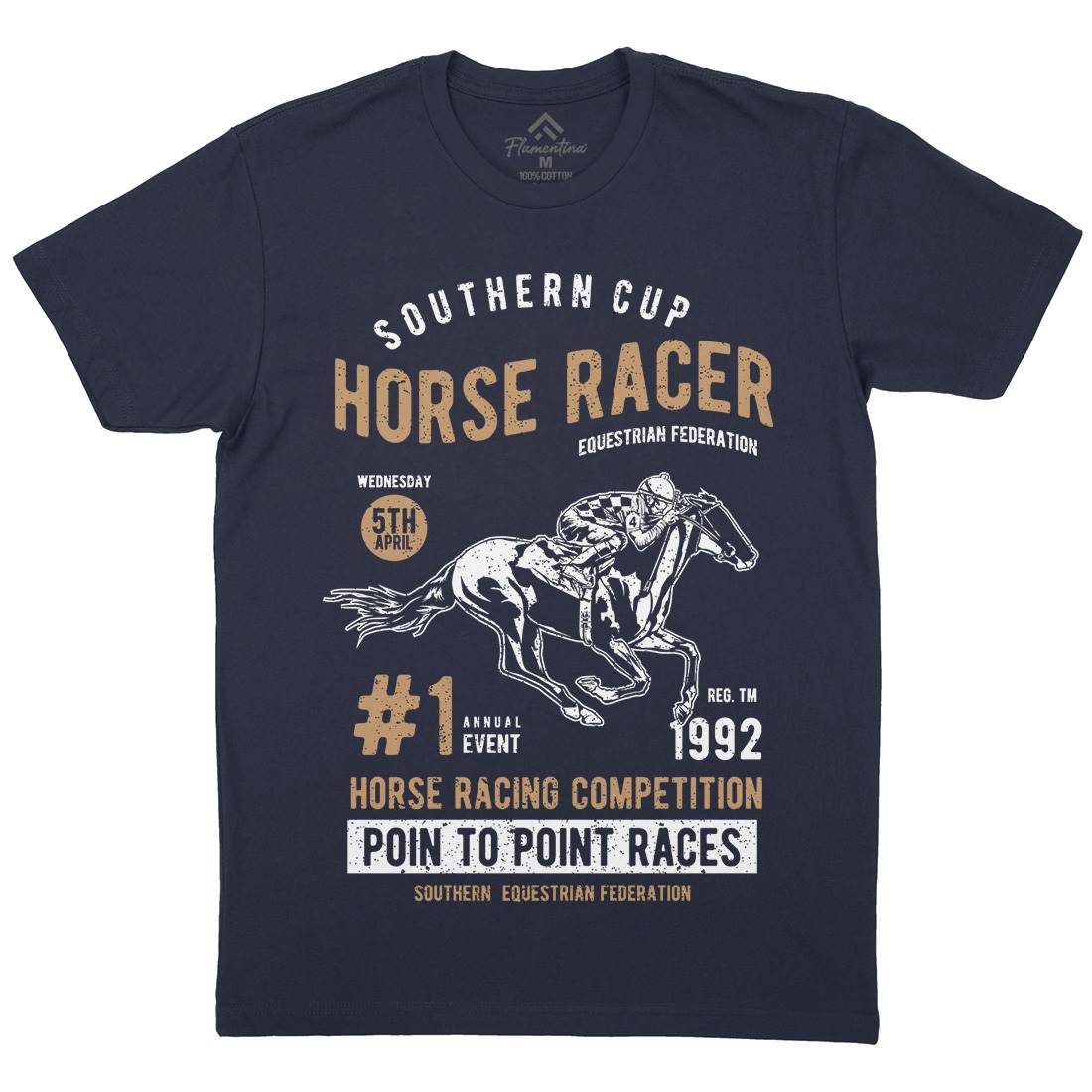 Horse Racer Mens Organic Crew Neck T-Shirt Sport A686