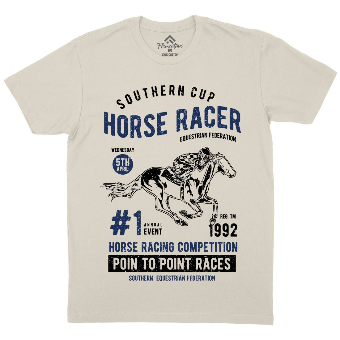 Horse Racer Mens Organic Crew Neck T-Shirt Sport A686