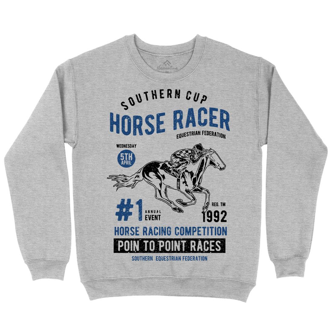 Horse Racer Mens Crew Neck Sweatshirt Sport A686