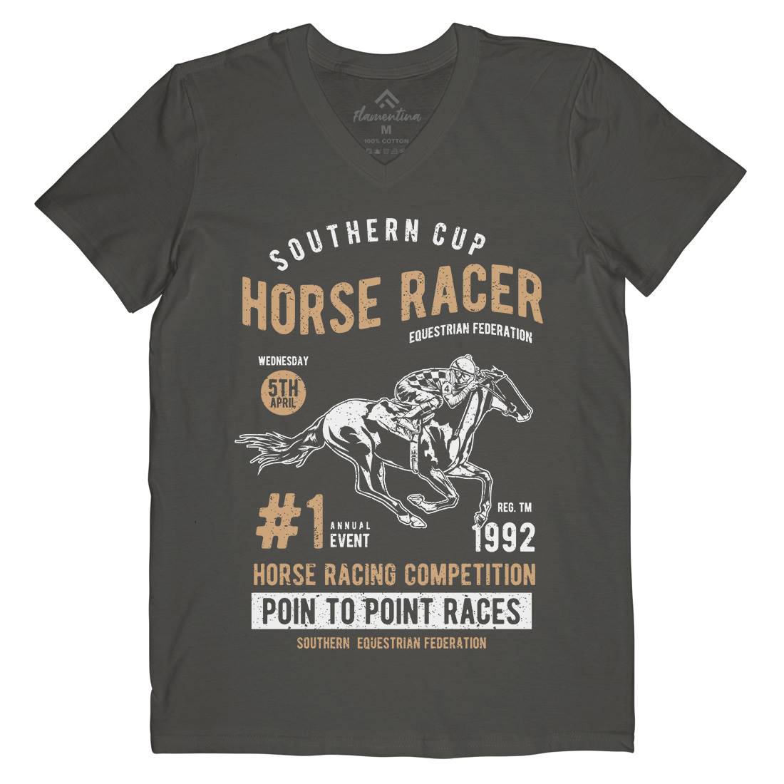 Horse Racer Mens V-Neck T-Shirt Sport A686