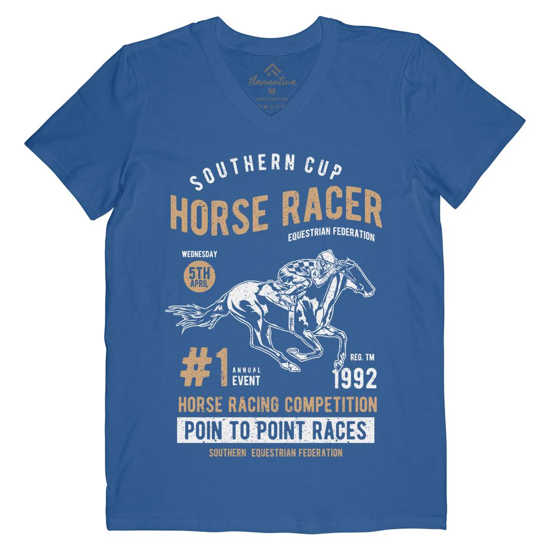 Horse Racer Mens V-Neck T-Shirt Sport A686