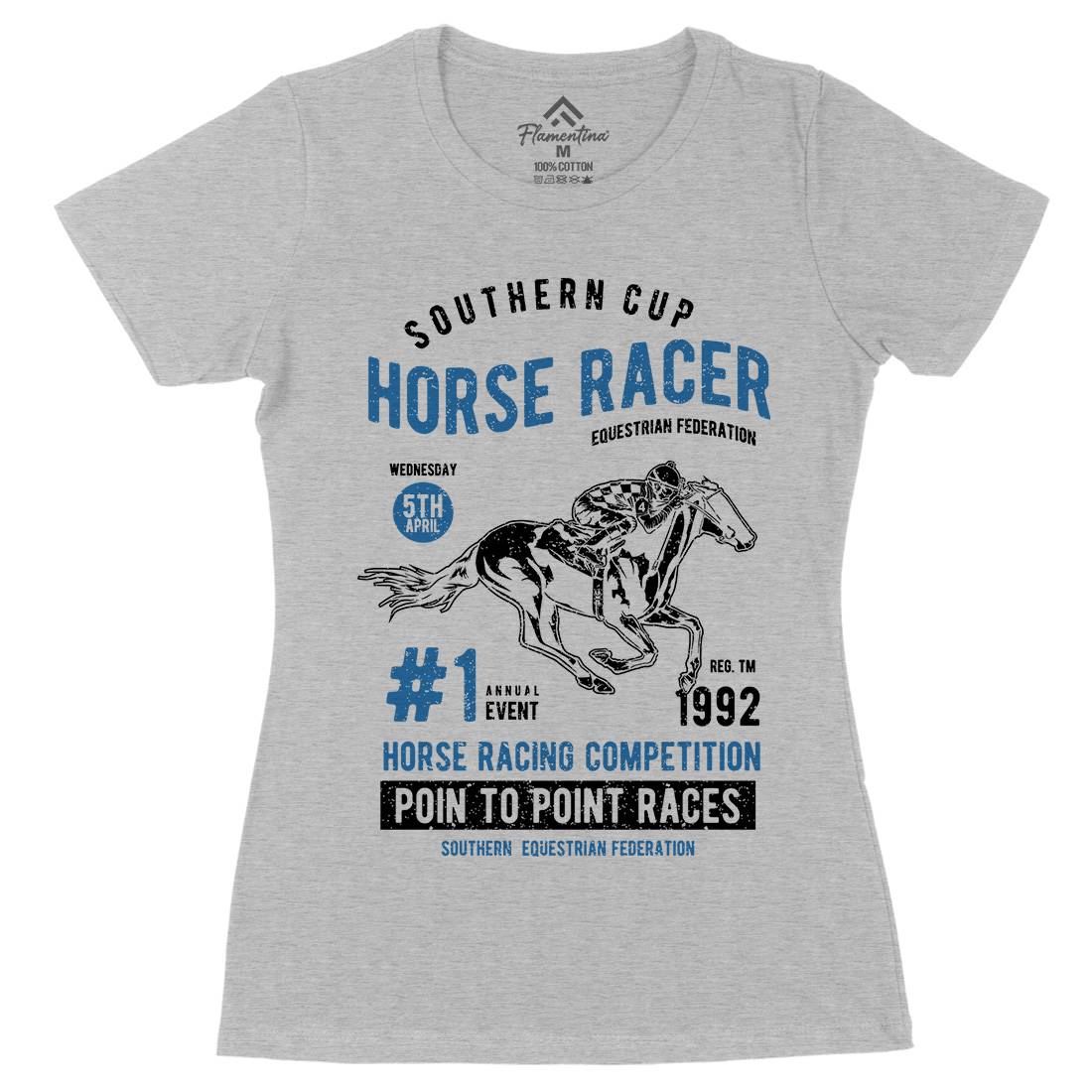 Horse Racer Womens Organic Crew Neck T-Shirt Sport A686