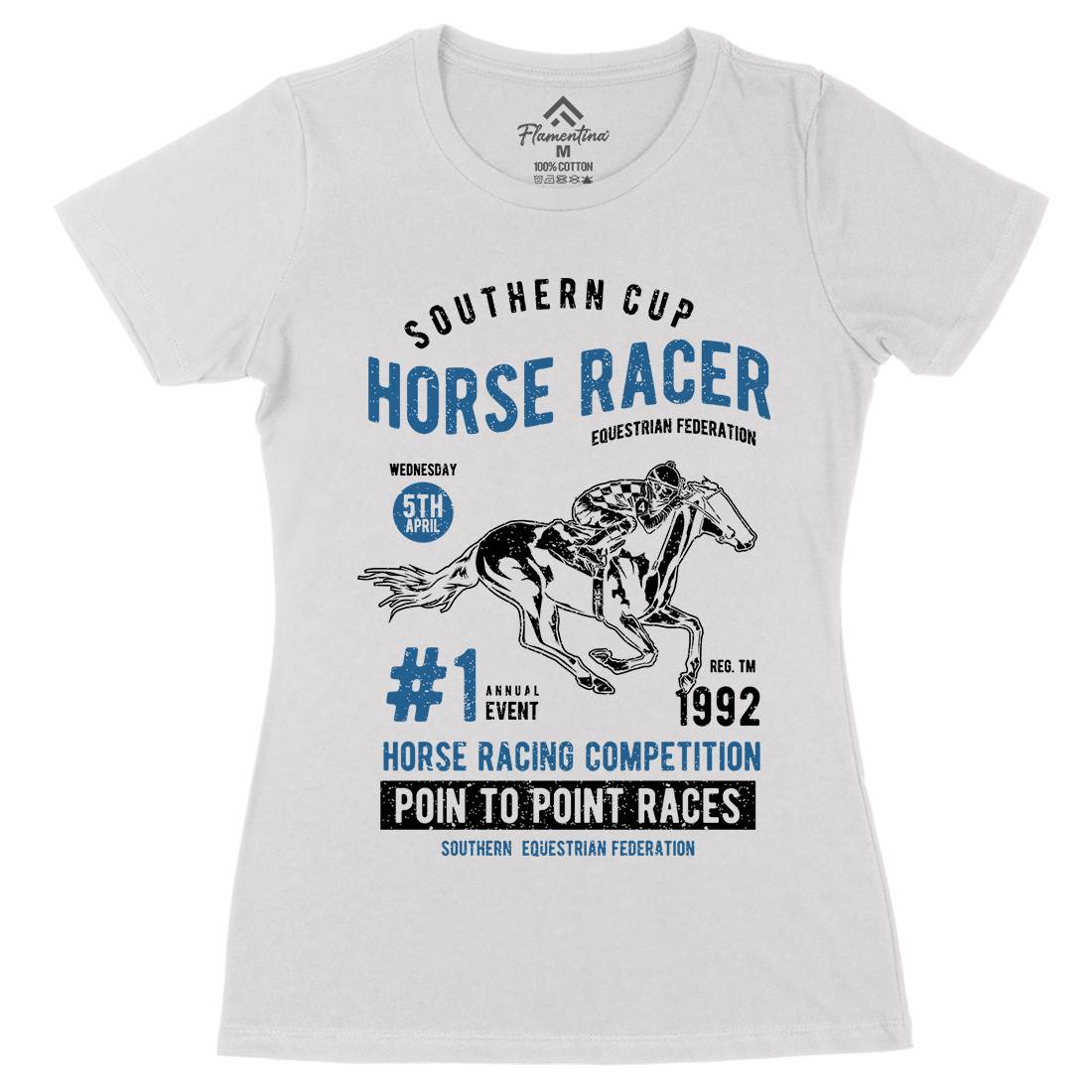 Horse Racer Womens Organic Crew Neck T-Shirt Sport A686
