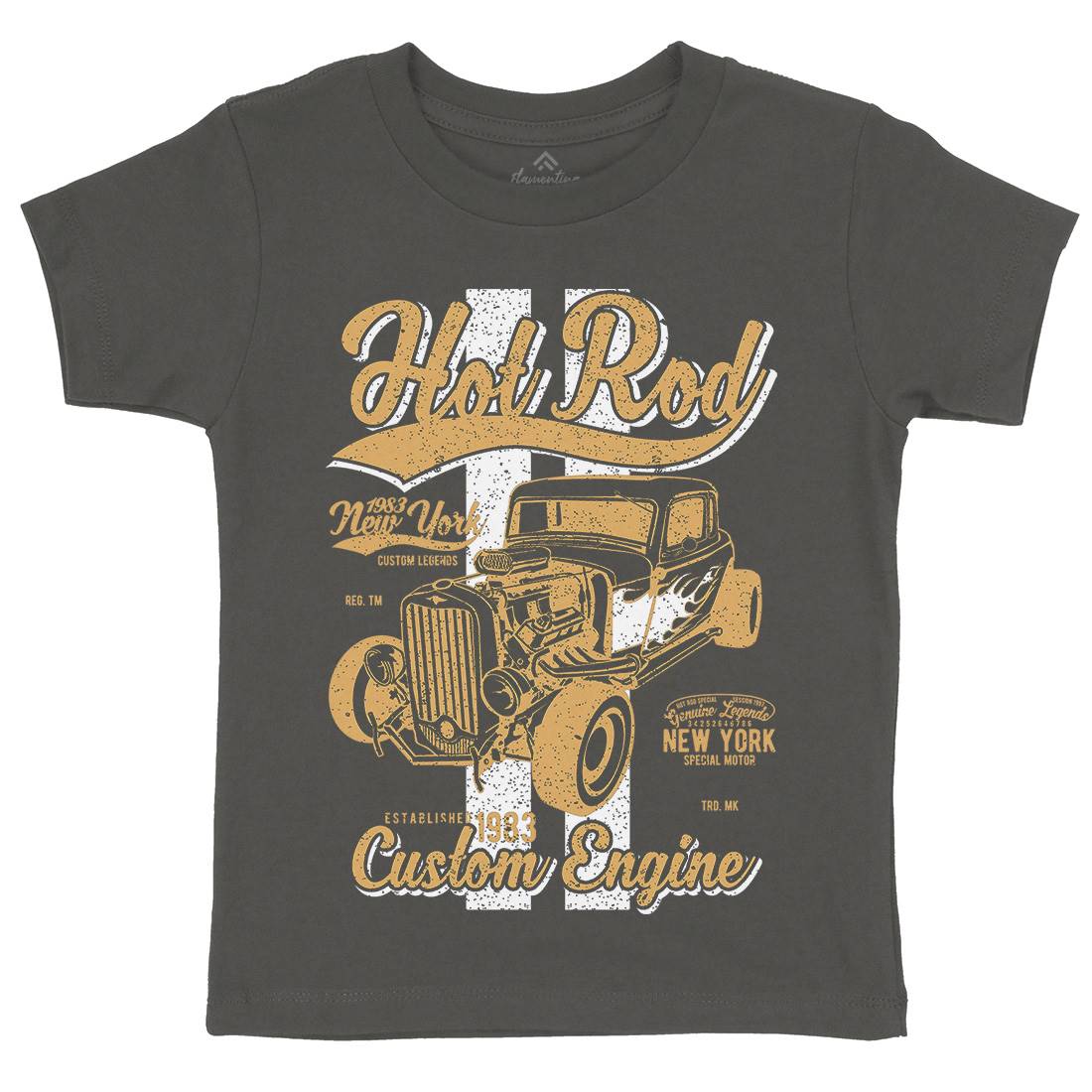 Hot Rod New York Kids Organic Crew Neck T-Shirt Cars A687