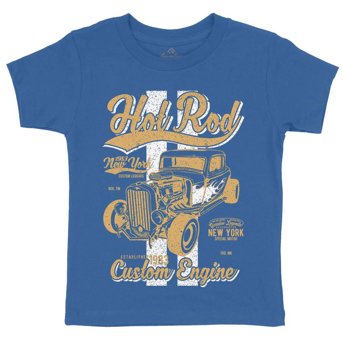 Hot Rod New York Kids Crew Neck T-Shirt Cars A687