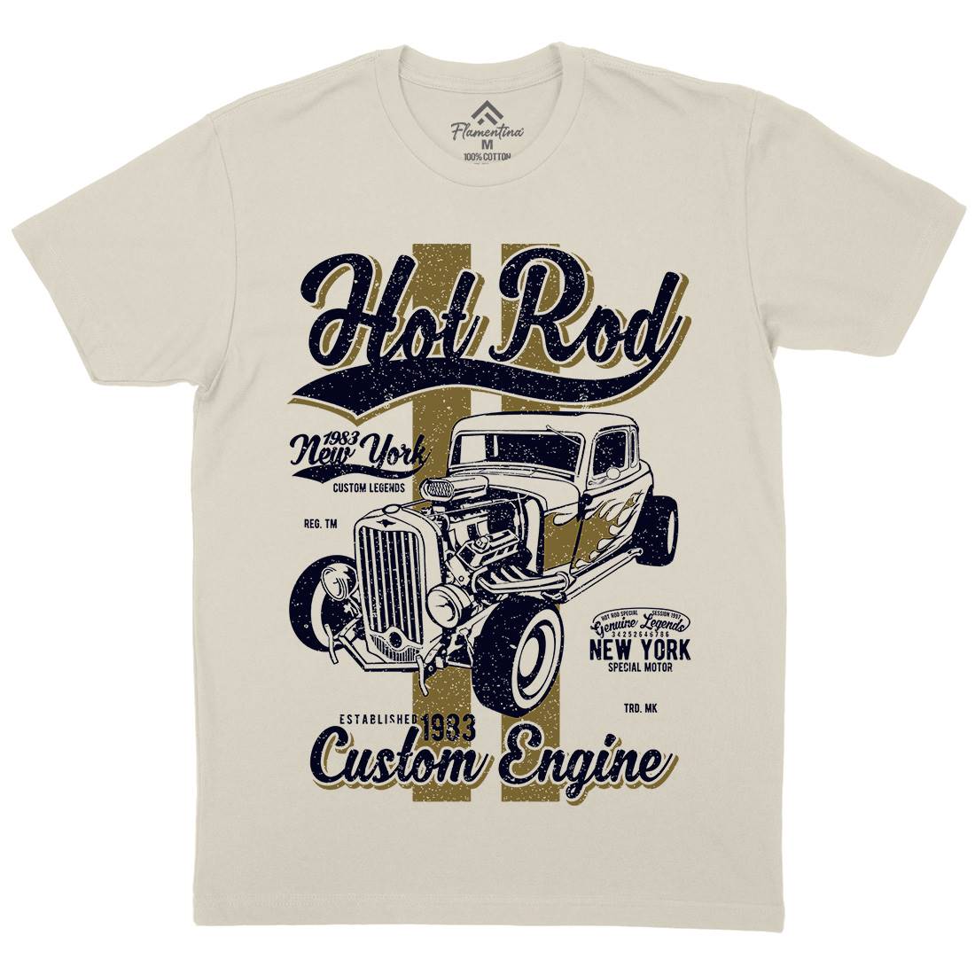 Hot Rod New York Mens Organic Crew Neck T-Shirt Cars A687