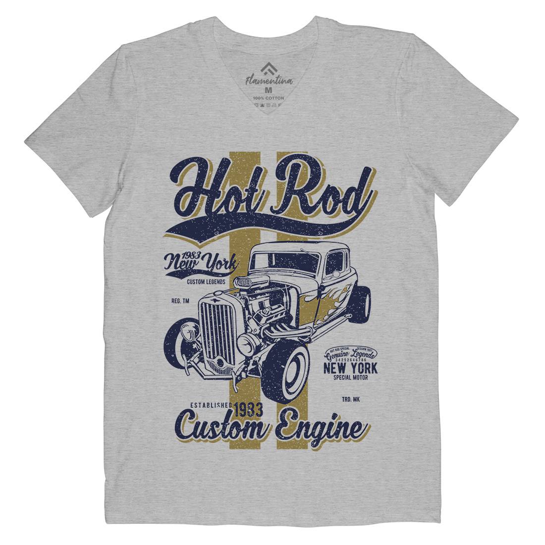 Hot Rod New York Mens V-Neck T-Shirt Cars A687