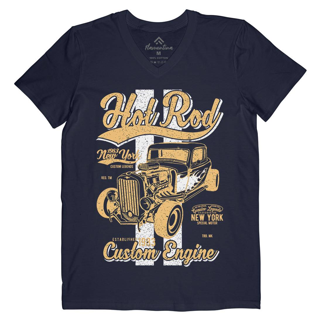 Hot Rod New York Mens V-Neck T-Shirt Cars A687