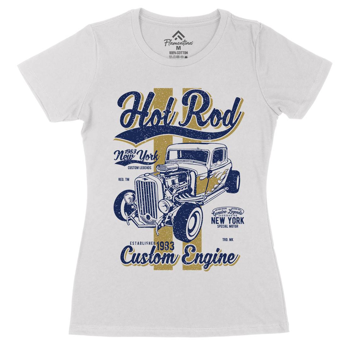 Hot Rod New York Womens Organic Crew Neck T-Shirt Cars A687