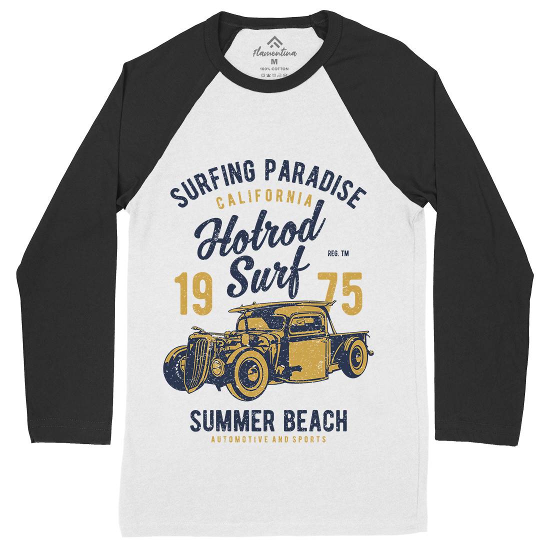 Hotrod Mens Long Sleeve Baseball T-Shirt Surf A688