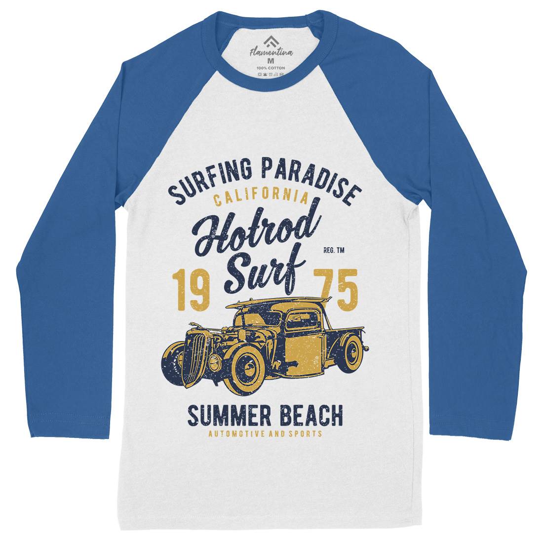 Hotrod Mens Long Sleeve Baseball T-Shirt Surf A688