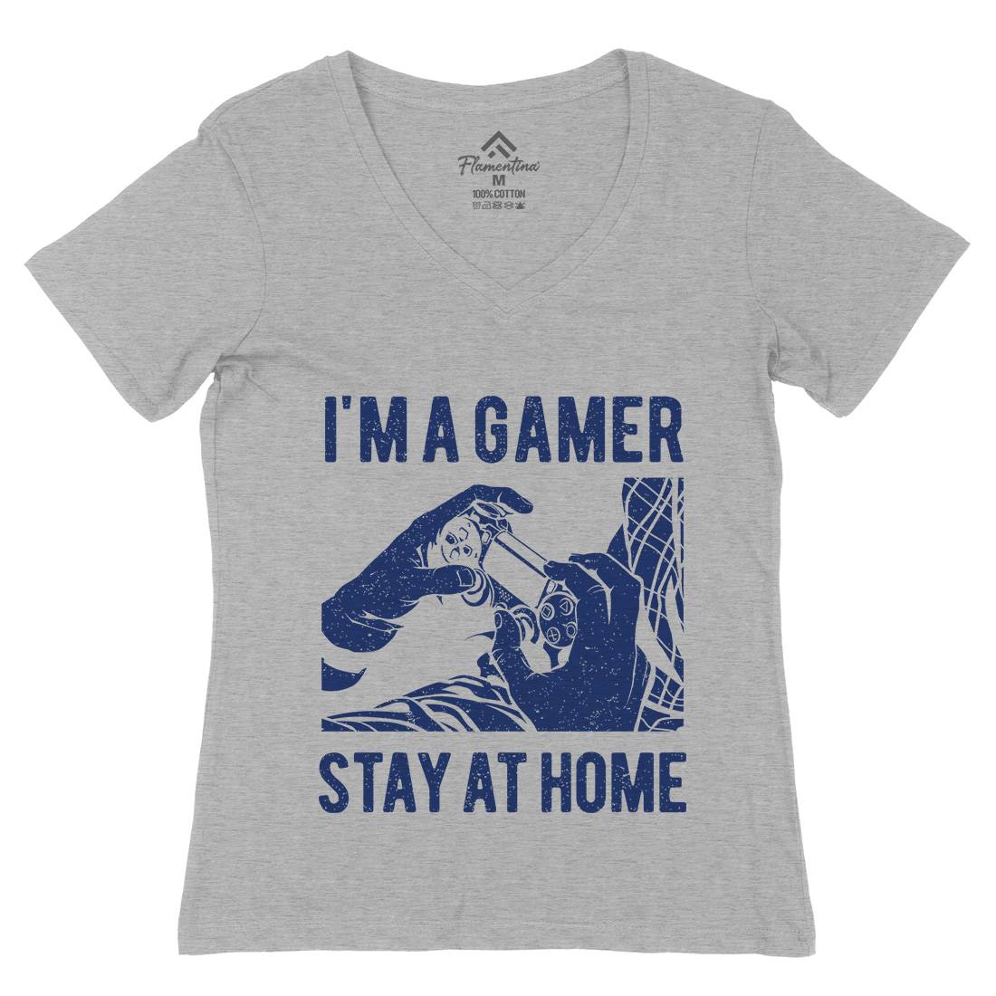I&#39;M A Gamer Womens Organic V-Neck T-Shirt Geek A691