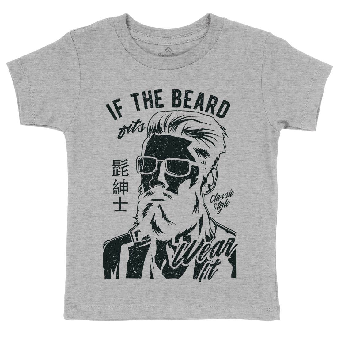 If The Beard Fits Kids Organic Crew Neck T-Shirt Barber A692