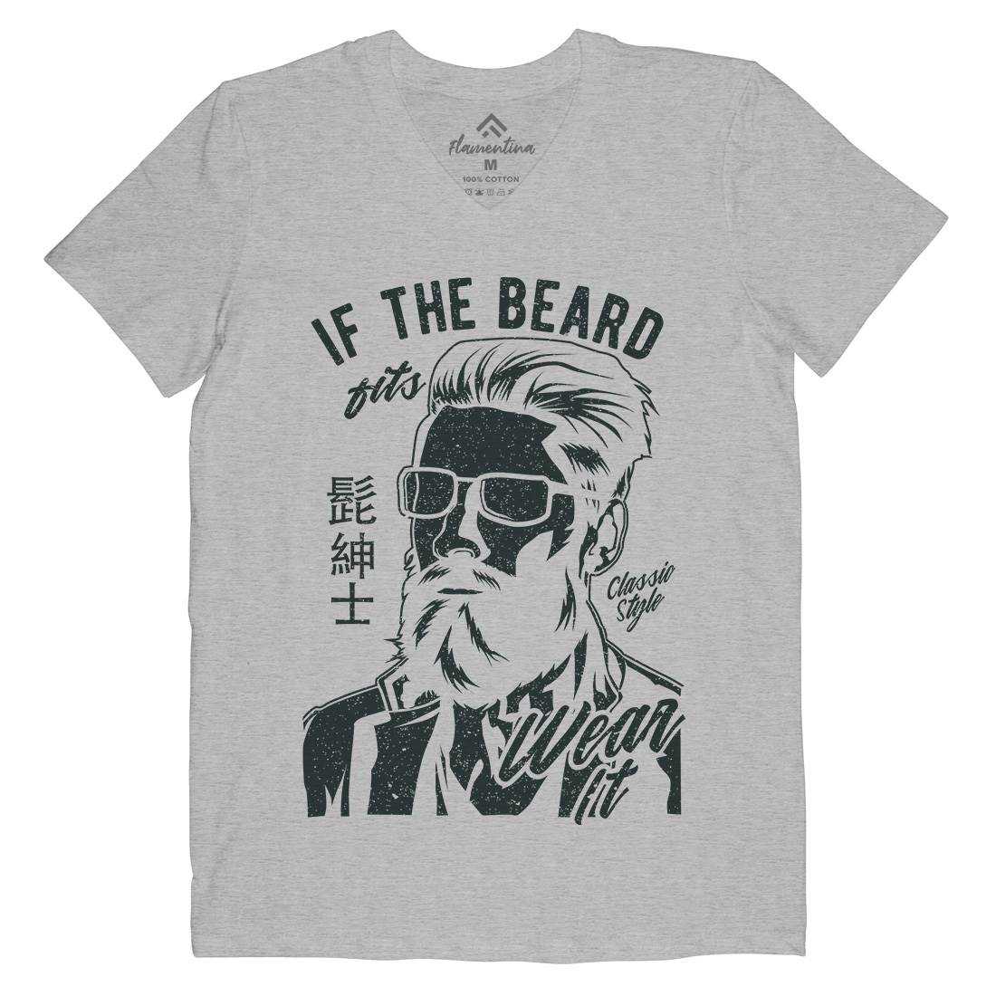 If The Beard Fits Mens V-Neck T-Shirt Barber A692