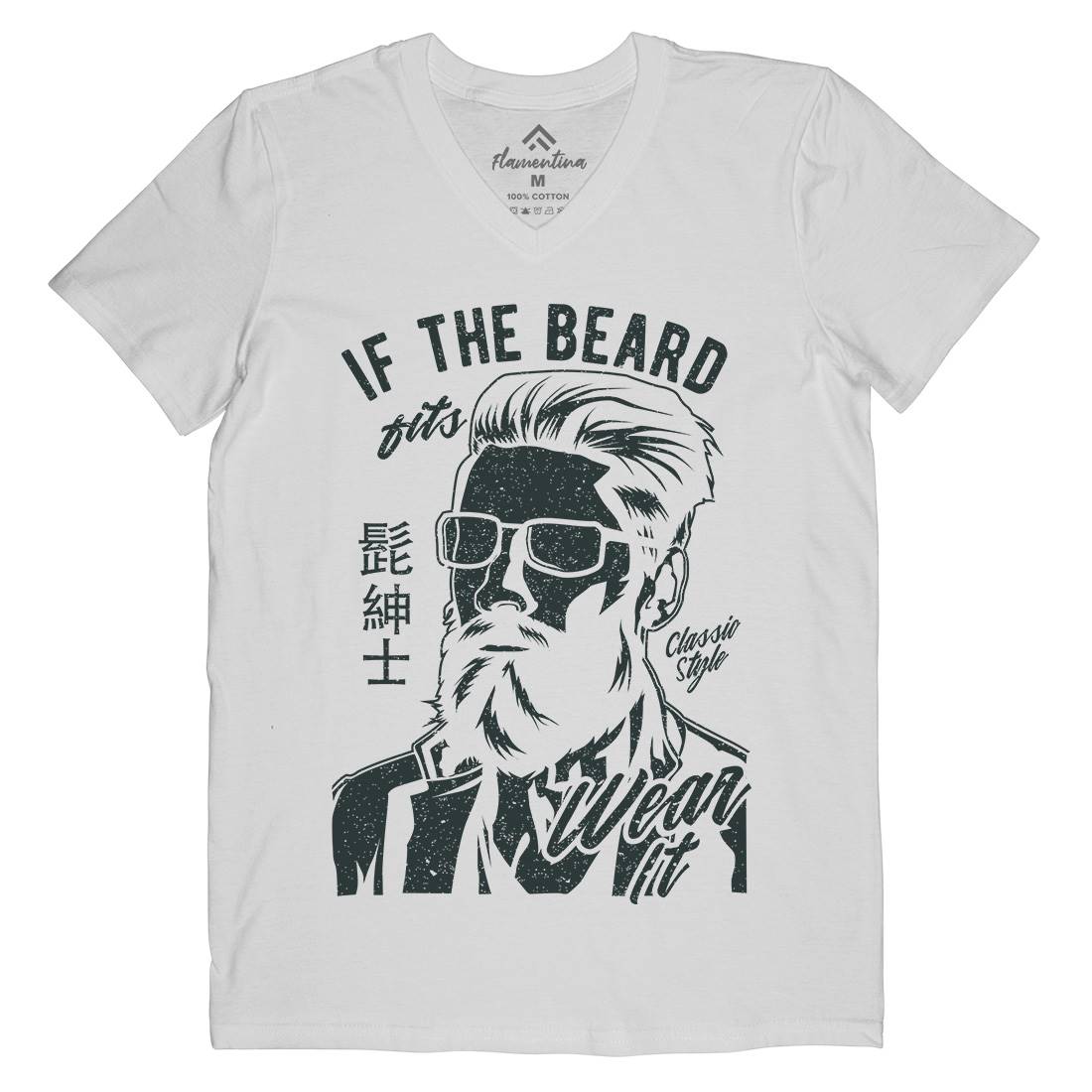 If The Beard Fits Mens Organic V-Neck T-Shirt Barber A692